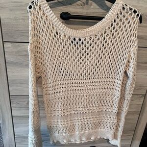 American Eagle Outfitters Cream Open-Knit Sweater